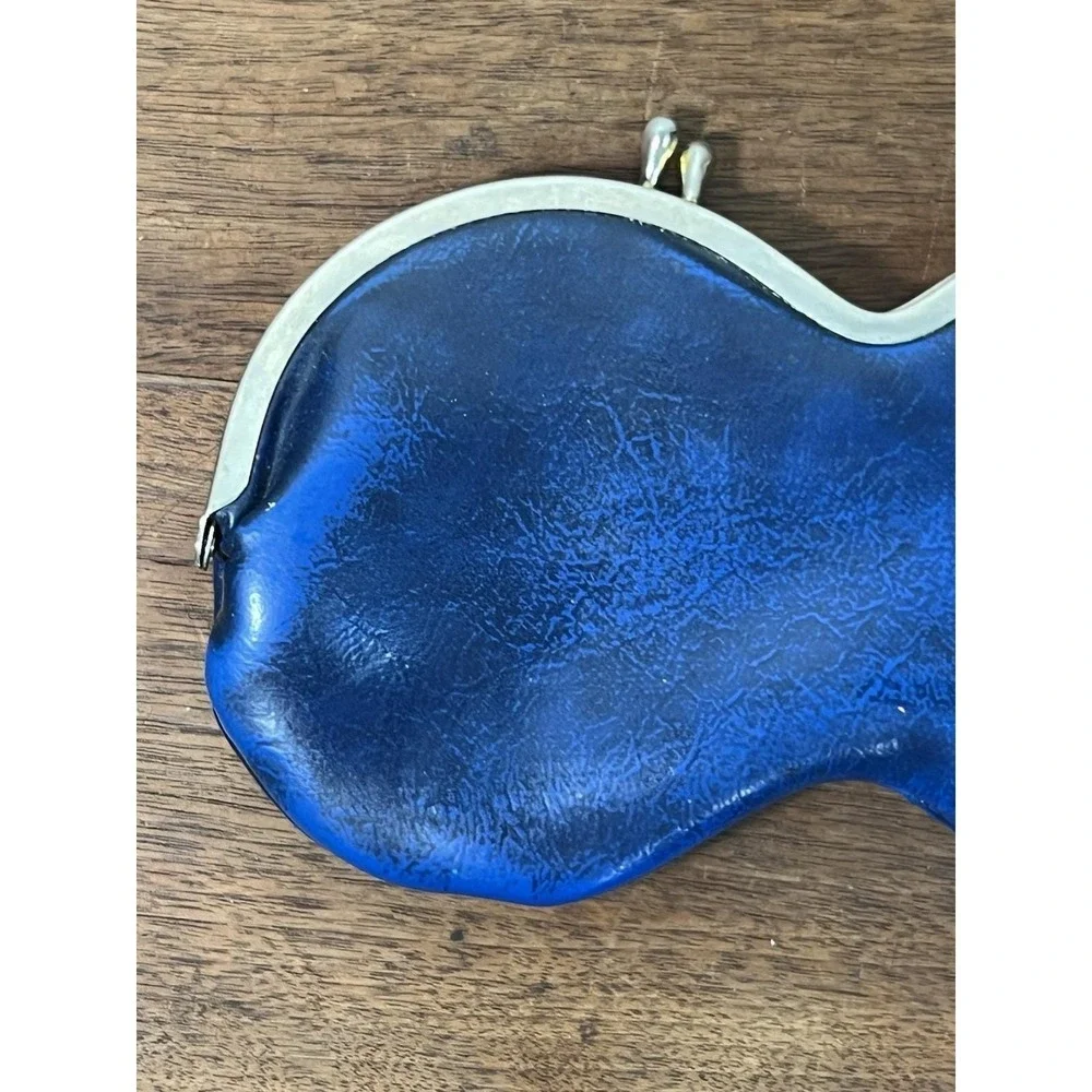 Vintage Leather Coin purse Antique Germany Blue Strawberry Quirky Chiq